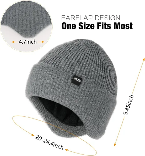 Miniatura 2 de Wmcaps Gorros de invierno con forro polar con orejeras para hombres y mujeres, gorro de punto térmico cálido para exteriores