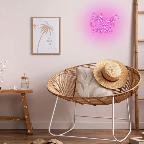 Miniatura 7 de Let's Get Naked - Letrero de neón rosa para decoración de pared, letras LED de neón para dormitorio, habitación de niñas, decoración de estoe