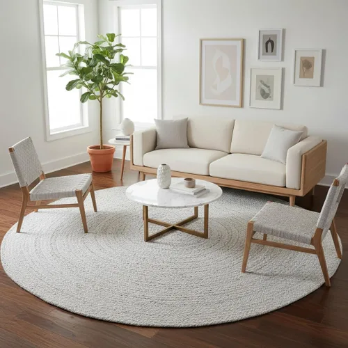 Miniatura 66 de Super Area Rugs Farmhouse - Alfombra trenzada de algodón reversible para cocina, gris y blanco, 4 x 6 pies, ovalada
