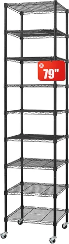 Miniatura 9 de Finnhomy Estantería de alambre resistente de 8 niveles con ruedas de 18 x 18 x 72.8 pulgadas, 8 estantes, estante de almacenamiento de metal, tubo