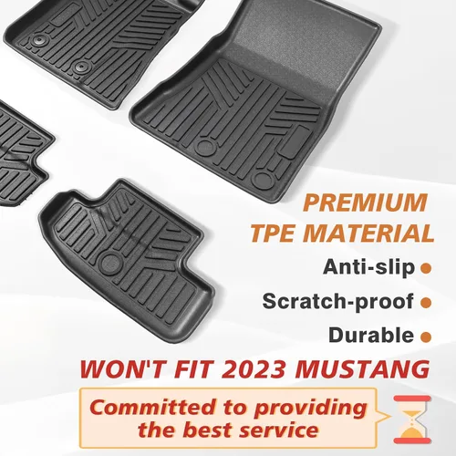 Miniatura 2 de TripleAliners 3 piezas de alfombrillas para piso ajustadas para Ford Mustang 2024 2025 delanteras traseras juego completo protección total 1ª y 2ª