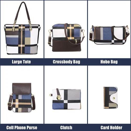 Miniatura 2 de Monederos y bolsos de mano para mujer, de cuero sintético, bolsas cruzadas, monederos, juego de 6 piezas