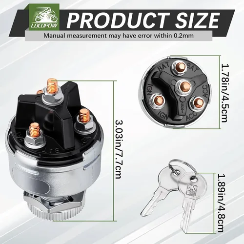 Miniatura 2 de LOCOPOW Interruptor de llave de encendido, interruptor de encendido universal de 4 posiciones, 12 V, apto para automóvil, carretilla elevadora