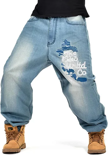 Miniatura 3 de Y2K Jeans - Pantalones de mezclilla para hombre, estilo hip hop, estilo vintage, bordados, estilo gótico, recto, holgados, pierna ancha