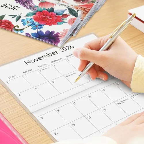 Miniatura 5 de ReliThick 6 piezas de calendario de bolsillo 2026 para bolso, planificador mensual, cuaderno de bolsillo pequeño, diario, bloc de notas, regalo