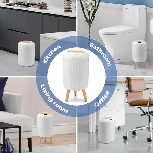 Miniatura 6 de Pukomc Papelera con sensor inteligente, conveniente e higiénico, fácil de usar, sensor de tecnología, impermeable, papelera de plástico para cocina