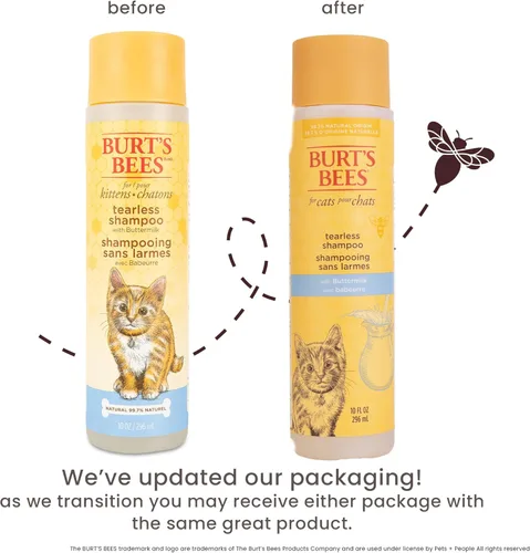 Miniatura 2 de Burt's Bees for Pets Champú para gatitos sin lágrimas con suero de mantequilla, fórmulas 99.3% de origen natural, champú para mascotas para gatos