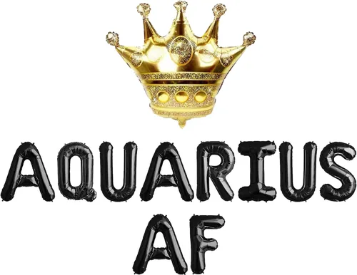 Acuario AF, globos Acuario AF, gran energía de acuario, 18 | 21 | 25 | decoraciones de 30 cumpleaños, decoraciones de cumpleaños de acuario (negro)