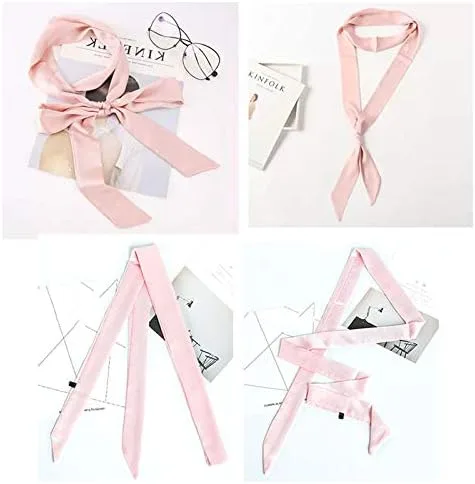 Miniatura 3 de Elegante bufanda suave con cinta, bufanda larga y delgada de satén con cinturón para corbata, cuello y gargantilla para mujer