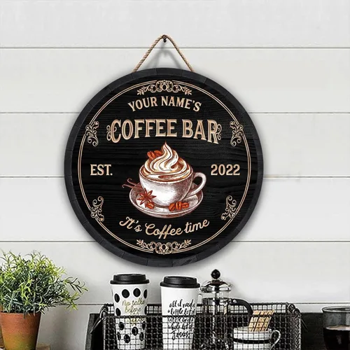 Miniatura 5 de Letrero de madera de barra de café personalizado, placa de pared para decoración de cocina, regalos personalizados para amantes del café, café 08