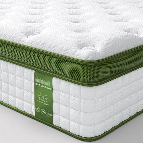 Miniatura 7 de BedStory Colchón híbrido firme de 14 pulgadas, tamaño matrimonial en una caja, con espuma viscoelástica de gel y resortes ensanchados, alivio