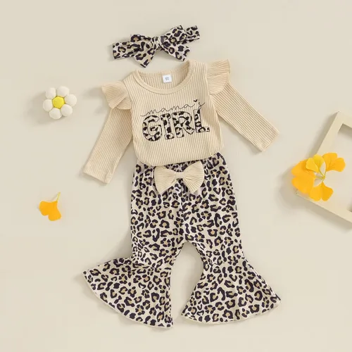 Miniatura 68 de Kuriozud Conjunto de mameluco con volantes para bebé recién nacida, con volantes, lindo conjunto de pantalones acampanados con diadema