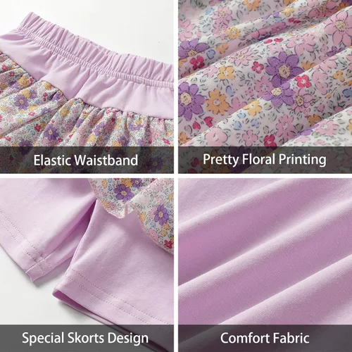 Miniatura 105 de LittleSpring Conjunto de verano para niñas con camiseta sin mangas y pantalones cortos florales