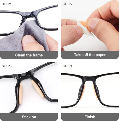 Miniatura 4 de 20 pares de almohadillas de nariz para lentes, almohadillas de espuma suave para la nariz, almohadillas adhesivas de silicona antideslizantes