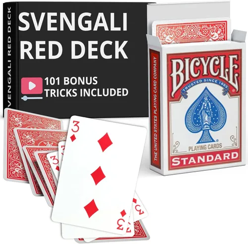 Miniatura 36 de Ted's Sterling Magic Precision Red Rider Back Bicycle Mazo Svengali con Instrucciones para 100+ Trucos (2 de Tréboles)