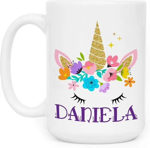 Miniatura 13 de Tazas de café personalizadas, taza de café de unicornio Dabbing con nombre, 11 onzas, regalos de unicornio personalizados