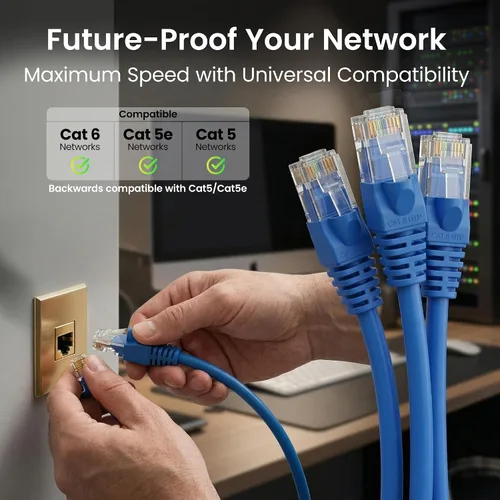 Miniatura 9 de Paquete de cables Ethernet Cat 6 GEARit - Paquete de 10 cables de conexión Ethernet Cat6 de 7 pies Cable de conexión de red RJ45, conectores Azul