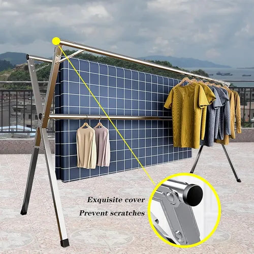 Miniatura 5 de Tendedero portátil para ropa al aire libre, estante de secado plegable para ropa, para pared de lavandería, organizador de soporte de lavandería