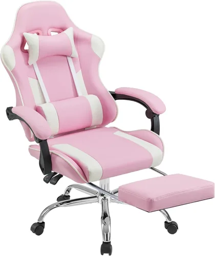 Miniatura 25 de NEWBULIG Silla de escritorio para juegos de computadora, soporte lumbar ergonómico grande con reposabrazos abatibles y ruedas giratorias de 360°