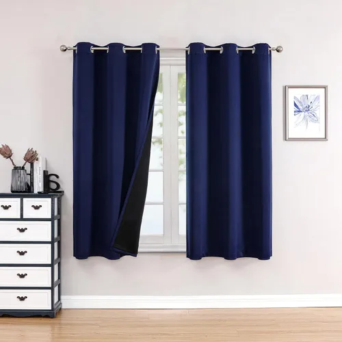 Miniatura 56 de ChrisDowa - Cortinas 100% opacas, para dormitorio, con forro negro, 2 capas gruesas, aislamiento térmico y ojales, 63 pulgadas de largo, juego de 2