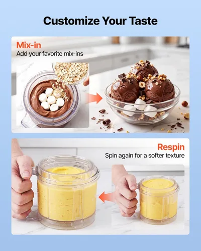 Miniatura 6 de VEVOR Ice Cream Maker, 7-in-1 Frozen Treat Maker for Gelato, Sorbet, Milkshake, Frozen Yogurt & Lite Ice Cream, Homemade Ice-Cream Machine with