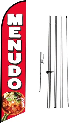 Miniatura 12 de Tacos Mexican Restaurant Publicidad Banner de plumas Swooper Bandera con Kit de asta de Bandera y Estaca de Tierra Tacos-Multicolor-Verde/Rojo