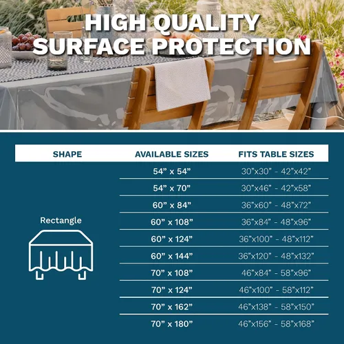 Miniatura 2 de Mantel de plástico – Protector de mantel de plástico transparente, 54 x 54 pulgadas, mantel de PVC de vinilo grueso de alta calidad con borde, 100%