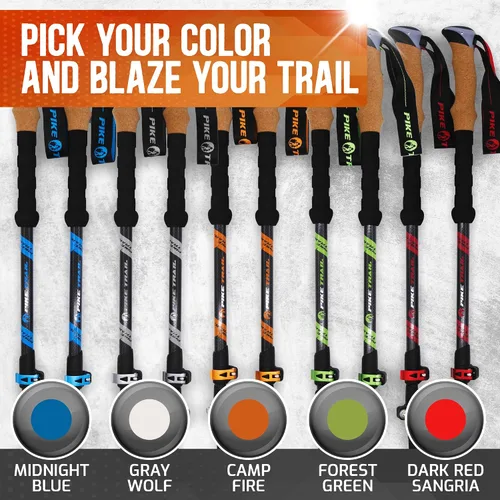 Miniatura 6 de Pike Trail Bastones de trekking – Palillos plegables de fibra de carbono ligeros para caminar y senderismo – para hombres y mujeres – Altura