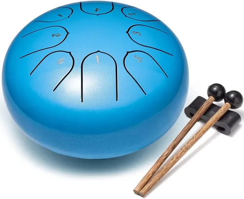 Lronbird Tambor de lengua de acero, instrumento de percusión de 8 notas de 6 pulgadas para educación musical, meditación, relajación, calmante, Azul