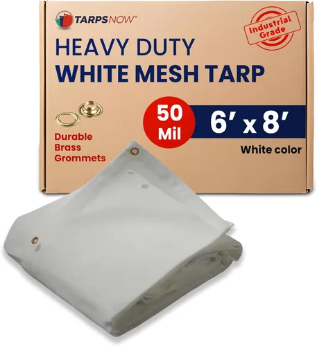 Miniatura 15 de Tarps Now - Lona de malla blanca resistente de 8 x 10 pies con ojales de latón, resistente a los rayos UV, color blanco reflectante 75%, sombra