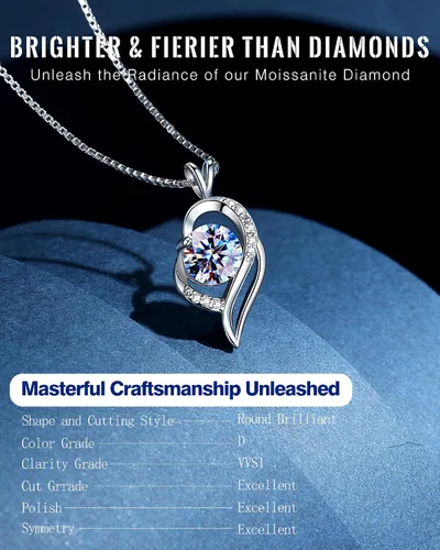 Miniatura 3 de Collar de diamantes de moissanita para mujer con espejo compacto de oro rosa y tarjeta de mensaje, regalos para mujer/esposa/novia/alma gemela