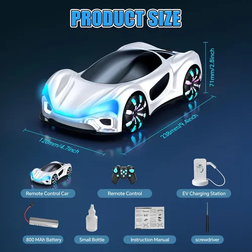 Miniatura 6 de Auto a Control Remoto, Autos RC Juguetes para Niños de 4, 5, 6, 7, 8, 9, 10, 11, 12 años, 2.4GHz, rotación de 360°, autos RC con luces geniales