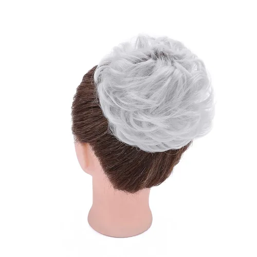Miniatura 5 de Benehair Moño desordenado, pieza de pelo recogido para mujer, esponjoso, ondulado, moño con dona, moño sintético con banda elástica de goma