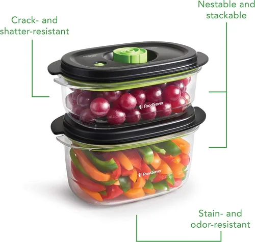 Miniatura 6 de FoodSaver Recipientes al vacío para conservar y marinar, 10 tazas, libres de BPA, aptos para lavavajillas, transparentes