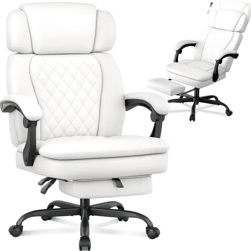 Miniatura 9 de Silla de oficina ejecutiva de 400 libras con reposapiés para personas pesadas, silla de escritorio ergonómica grande y alta con reposacabezas Negro