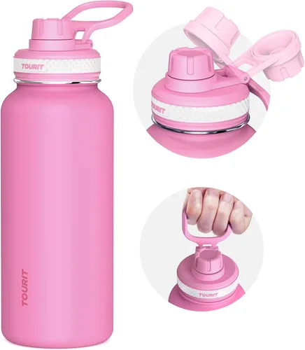 Miniatura 12 de TOURIT Botella de agua aislada de 24 onzas, botellas de agua de acero inoxidable con asa, botella de agua deportiva al vacío de doble pared, sin