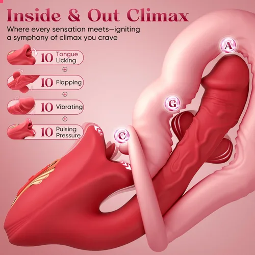 Miniatura 2 de Vibrador para adultos, juguetes sexuales para mujeres, juguete sexual de rosa-lengua, consolador, vibrador de punto G con 10 lamidas, succión