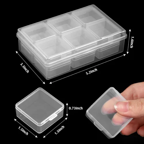 Miniatura 2 de Caja organizadora de plástico transparente de 12 piezas con pestillo de cierre hermético, mini contenedores de almacenamiento pequeños, estuches