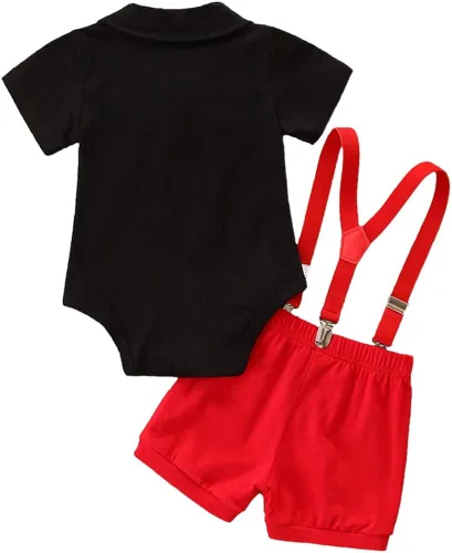 Miniatura 2 de IBTOM CASTLE Conjunto de ropa de esmoquin con moño, para el primer cumpleaños, para niños, caballero, formal, con corbatín y pantalones