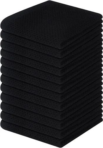 Miniatura 216 de Homaxy Paños de cocina de 100% algodón con tejido de gofre, ultra suaves, absorbentes, de secado rápido, 12 x 12 pulgadas, paquete de 6, amarillo