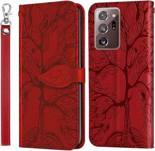 Funda tipo cartera para Samsung Galaxy Note 20 Ultra, piel sintética de alta calidad con diseño de árbol en relieve, función atril, ranuras para
