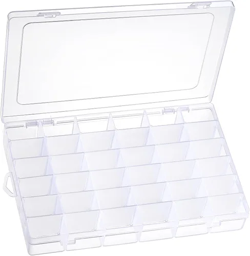 Miniatura 9 de 1 Paquete Caja Organizadora de Plástico Transparente con 36 Ranuras, Divisores Ajustables, Pequeños Organizadores de Manualidades y Almacenamiento