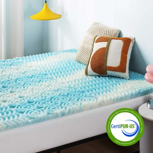 Miniatura 6 de Best Price Mattress - Cubrecolchón de espuma viscoelástica de 2 pulgadas con 5 zonas, con gel en espiral Aerobreeze, certificado CertiPUR-US, Dorm