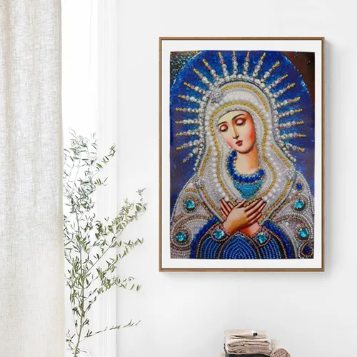 Miniatura 2 de Paquete de 2 kits de pintura de diamantes 5D virgen María, diamantes de imitación de resina de resina para decoración de pared, lienzo de 12 x 16