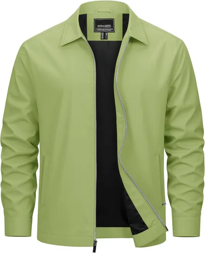 Miniatura 8 de Cotrasen Chaquetas ligeras para hombre, chaqueta cortavientos con cremallera completa, chaqueta casual cortavientos