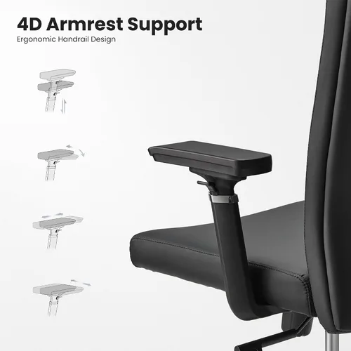 Miniatura 5 de EUREKA ERGONOMIC Eris - Silla de escritorio de cuero con respaldo alto, silla ejecutiva para computadora con reposabrazos ajustables 4D
