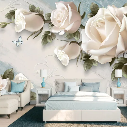 Miniatura 8 de Papel tapiz floral de paeonia morada, fondo negro, mural de pared para dormitorio, sala de estar, habitación de niña y mujer (no se pega ni se pega)