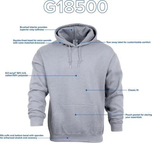 Miniatura 4 de Gildan - Sudadera de vellón con capucha, estilo G18500, paquete múltiple