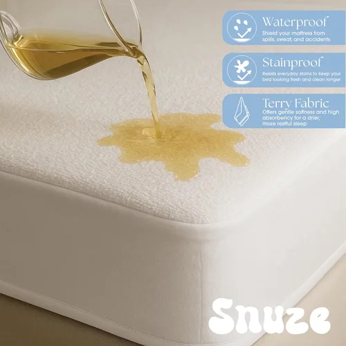 Miniatura 3 de Snuze Protector de colchón de rizo suave, tamaño individual, funda impermeable, suave, transpirable, lavable a máquina, se adapta a colchones