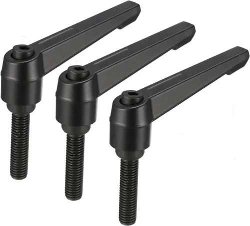 Miniatura 14 de uxcell M6 x 0.787 in Mango de palanca de sujeción ajustable Rosca Botón de trinquete macho roscado Perillas de bloqueo Tornillo giratorio Perno